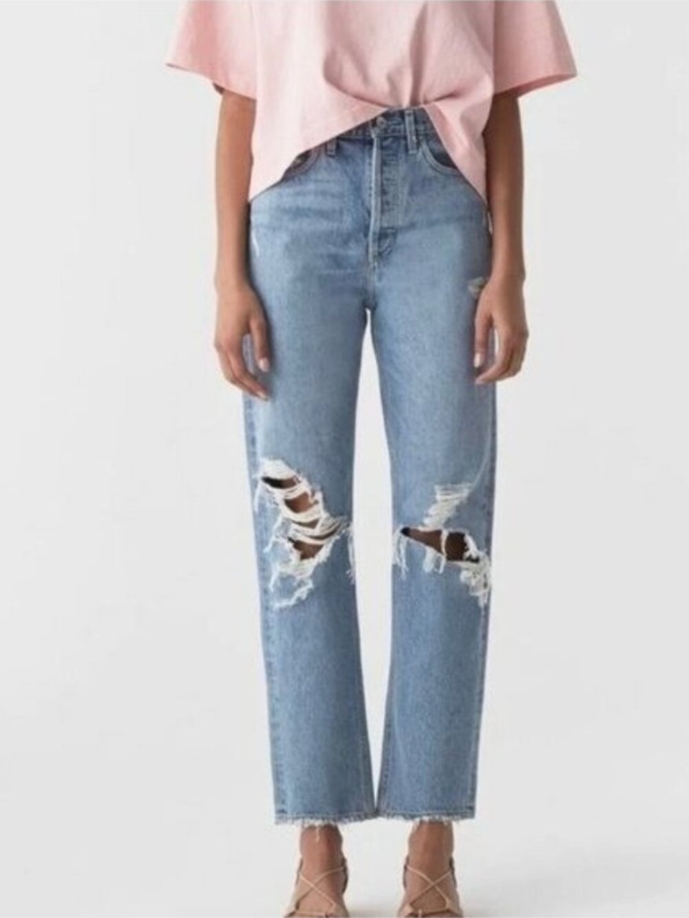 🛍 Agolde 90's Distressed Straight Leg Jeans in Fallout Wash